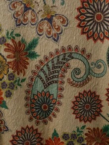 Plus Size Women Floral Print V-Neck Cardigan, Casual Loose Fit - Multicolor - View 8