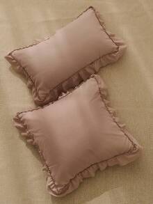 1 pieza Funda de almohada decorativa con volantes y acolchado estilo francés romántico, sin relleno, elegante y romántica para dormitorio/dorm/sofá/sillón, regalo para amante o amigo. Lavable a máquina. Certificado Oeko-Tex. Color Caqui