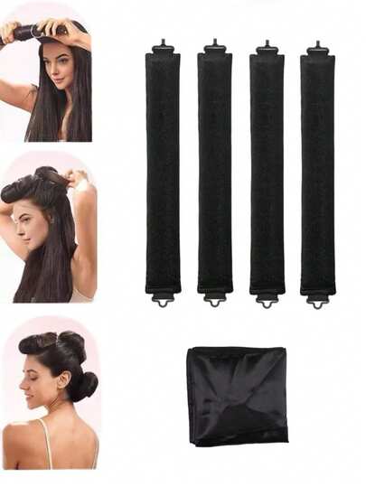 3/5/8 piezas Rizadores de cabello sin calor de satén, rizadores de cabello y tenacillas rizadoras, hechos de goma de alta elasticidad suave, rizadores de cabello sin calor