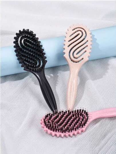 New Bouncy Hair Brush, Curl Defining Styling Hair Brush, Massage Comb For Hair Care, S-Shaped Hollow Back Comb, Suitable For Men And Women, Dry And Wet Hair, Frizz And Free, Curl Defining Brush