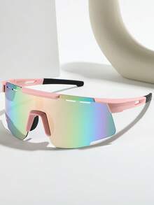 1pc Oversized Gradient Color Unisex Sports Eyeglasses, Suitable For Road Cycling, Driving, Beach, Soccer, Daily Wear, Multi-Functional Fashion Glasses