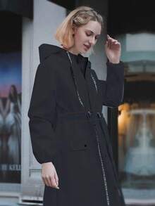 Fashionable Raincoat, Thick Waterproof Raincoat, Women's Raincoat, Outdoor Waterproof Raincoat, Travel & Hiking, Hooded Raincoat,Spring Summer Picks,Brides Maid Gifts,Room,Bedroom Deccor,Bedroom Deccor,Beach,Travel,For Men,For Women,Vacation - Black - View 15