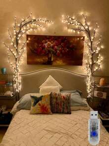 1个1.8米/5.9英尺人造树枝灯，柔软灵活的柳枝造型，USB供电，8种模式，96/144颗LED灯珠，适用于室内客厅和卧室装饰、室内氛围照明、派对、聚会、生日礼物、万圣节和圣诞节装饰灯。 - 藤條LED燈 - 查看 6