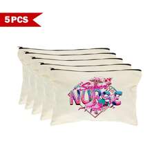 1/5/10pcs Nurse Theme Canvas Bag With Zipper Survival Kit Bag Medicine Bag Gift Bag Letter/Flower/Leopard/Heart/Rainbow Pattern Print Funny Makeup Pouch Portable Toiletry Bag For Nurse Travel Make Up Organizer Makeup Storage Cosmetic Bag Wash Bag Bathroom College Dorm Travel Stuff Multifunctional Cosmetic Organizer Cute Wallet Pouch Coin Purse - Beige - View 15