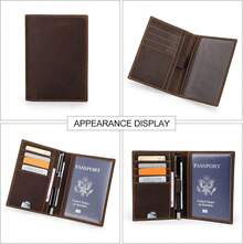 Hiram Cartera de cuero para pasaporte con RFID, porta pasaporte de viaje familiar monedero pasaporte funda para tarjetas protector de pasaporte con ranuras para tarjetas, recis y lígrafo - Oro rosa - Ver 6