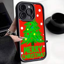 1PC Phone Case ,  Merry Christmas Tree Snowflake Ornaments , Stylish Phone Case, Phone Decoration, All-around Lens Protection, Creative Small Gift, Funny Gift for Boys and Girls - Negro - Ver 8