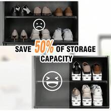 10个装鞋槽收纳架，3层灵活可调节鞋架，套入式鞋架，双层鞋托盘收纳架，3种不同高度，节省空间的鞋架（白色） - 彩色 - 查看 4
