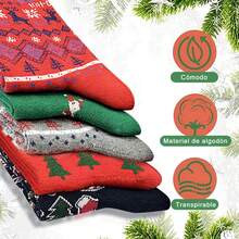 ¡Recomendado5 Pares Calcetines Navideños, Calcetines Lana de Invierno Gruesos Divertidos Suaves, Multicolores Calcetines Térmicos de Invierno, Cálidos Calcetines de Invierno para Mujer y Hombre, Regalo de Navidad¡Top de Temporada - 1 - Ver 3