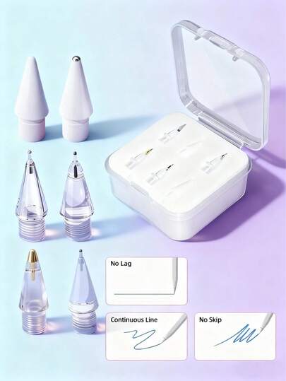 6pcs Replacement Nibs, Compatible With 1st/2nd Generation Apple Pencil; Pen Tips, Compatible With 2nd/1st Generation IPad Pro Pencil, Includes Tip Cover, Pen Sleeve And Replacement Cap Accessories, Suitable As Birthday And Holiday Gifts For Mother, Family And Friends.