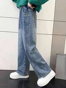 Jeans acampanados de lavado claro para niña preadolescente - Azul - Ver 7