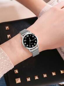 1pc Women's Lightweight Business Chic Gold Daily Magnetic Buckle Alloy Multi-Color Versatile Quartz Casual S68 Quality Movement Elegant Watch, Stainless Steel Wristwatch - Multicolor - View 4