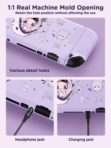 Ghost Anime Girl Protective Case Compatible With Switch,Can Be Installed In The Dock Without Removing The Protective Case - Multicolor - View 11