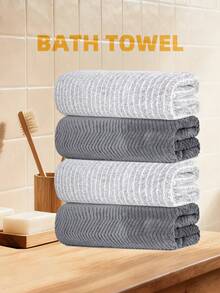 4pcs Towel Set | Minimalist Luxury Mixed Style Set, Coral Fleece Super Soft Absorbent Quick Dry Skin-Friendly, Family Pack, Daily Essential, Suitable For Bathroom, Kitchen, Home, Restroom, Swimming, Travel, Spa, Valentine's Day Gift And More, 13.78x29.53inch/35x75cm, 27.56x55.12inch/70x140cm