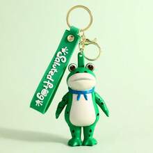 按压致敬青蛙，致敬青蛙，汽车钥匙扣，可爱情侣吊坠，网民青蛙毛绒挂件礼物 - 綠色 - 查看 9