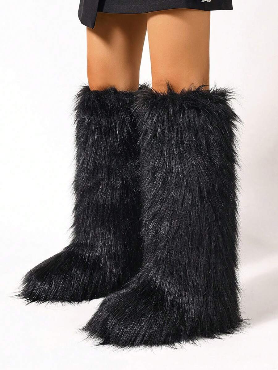 New Winter Warm Plush Faux Fur Snow Boots In Black And Brown Ankle Length, With Soft Lining And Comfortable One Foot Design, Suitable For Outdoor And Indoor Wear In Cold Weather. Men's And Women's Couple Snow Boots,  Faux Fur Long Fur Floor Boots, Classic And Versatile Snow Boots For Women, Black Knee High Boots,Smooth Fur Touches The Ground, Perfect For Christmas & Halloween, Y2K Style! Y2K Fashion Men's & Women's Snow Boots - Faux Raccoon Fur, Silky Smooth Floor-Reaching Fur, Solid Classic Shade, Ideal For Christmas & Halloween! Short Ankle Unisex Snow Boots With Faux Raccoon Fur - Solid Classic Color, Ultra-Smooth Fur Hits The Ground, Must-Have For Christmas & Halloween, Edgy Y2K Vibe! Christmas & Halloween Essential Faux Raccoon Fur Snow Boots (Unisex) - Solid Classic Hue, Smooth Fur Touches The Floor, Stylish Y2K Look! Y2K Short Ankle Snow Boots For Men & Women - Faux Raccoon Fur, Super Smooth Floor-Length Fur, Solid Classic Color, - màu đen - Xem 1