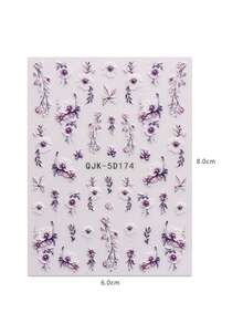 2 piezas Pegatinas de arte de uñas con diseños de flores, enredaderas y hojas en relieve de estilo vintage para el invierno - Acabado en relieve 5D, tema vintage y minimalista, fácil de aplicar para decoración de uñas DIY, regalos festivos, looks de fiesta, Y2K