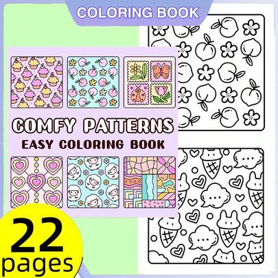 كتاب تلوين بنمط مريح، يحتوي على 22 صفحة بمقاس 20.5 * 20.5 سنتيمتر، لوح كتابة ورسم مريح، مثالي لتنمية الخيال الإبداعي للشباب، وتخفيف القلق والضغوط العاطفية
