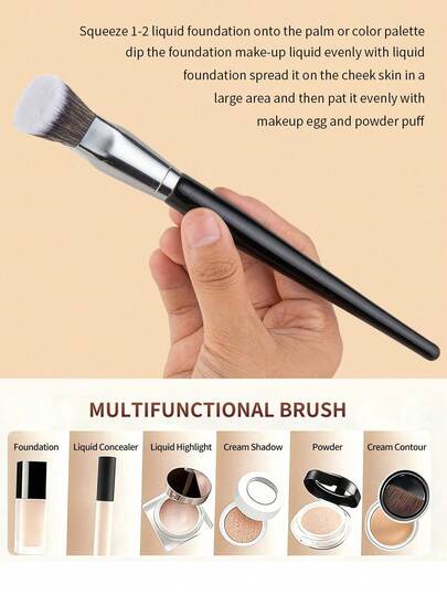 1 pièce Pinceau de maquillage avec manche en bois, convient pour le contouring et le blush des femmes, pinceau à poudre cosmétique professionnel, ne s'effrite pas et facile à nettoyer pour une utilisation quotidienne