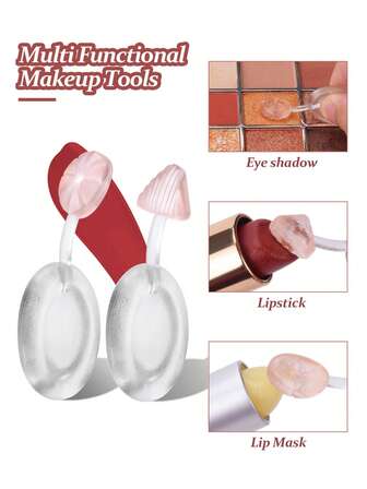 Soft Silicone Applicator Sticks Reusable Lip Brush With Cover Nail Powder Applying Manicure Brush Tools For Uv Gel Polish 2pcs