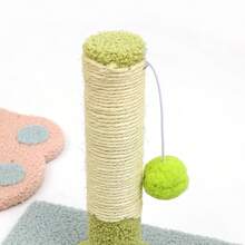 Cat Scratching Tower – Cute Paw & Flower Design Cat Post With Pom Ball Toy, Soft Carpet Base, Available In Multiple Colors & Sizes(Cat Toys/Cat Accessories/Cat Stuff) - Hồng - Xem 4