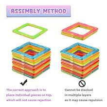 磁性积木，大号和小号 DIY 磁铁玩具，儿童设计师建筑套装，儿童玩具礼物（颜色随机） - 彩色 - 查看 8