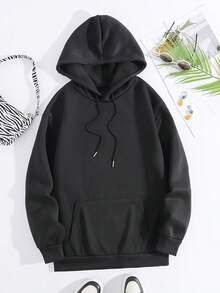 Plus Size Casual Hooded Sweatshirt with Salem 1692 Witch Trials Print - Long Sleeve Polyester Pullover with Front Pocket and Slight Stretch - Oversized FallWinter Knit Fabric Hoodie with Angel and Alphabet Motif - Negro - Ver 2