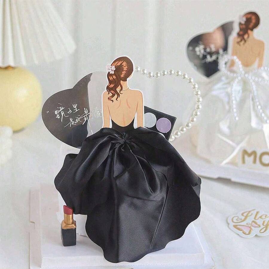 Hiasan Kue Siluet Dewi dari Bahan Chiffon (Cocok untuk Pesta Ulang Tahun, Pesta Hari Ibu, Pesta Pernikahan) - Hitam - View 1