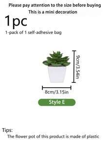 Bộ 1/6 cây xương rồng mini nhân tạo, thích hợp trang trí nhà cửa, phòng khách, bàn, bệ cửa sổ, bàn làm việc, quà tặng Ngày của Mẹ, tiệc cưới. - Bột xanh - Xem 18