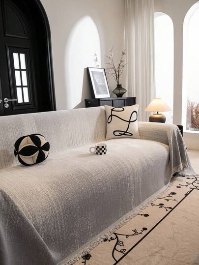 1件装雪尼尔现代防滑沙发套，防滑沙发保护垫，奢华高端品质，全覆盖坐垫，适用于沙发、桌布、野餐垫、卧室、客厅、办公室、俱乐部、户外、1-4人沙发、L型沙发、装饰沙发、沙发保护，四季皆宜