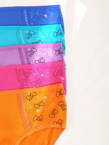 6 High Waisted Printed Underwear, Cute And Comfortable Medium Stretch Close Fitting Underwear, Breathable, Soft, And Comfortable, Suitable For Women's Underwear And Underwear Wearing In Spring And Summer - 彩色 - 查看 7