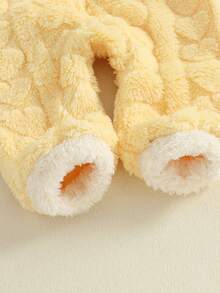 Baby Winter Plush Hood Romper Cute Bunny Long Sleeve Zip Up Full Length Bodysuit Snowsuit - Amarillo - Ver 8