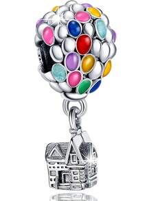 HappyStar 925 Sterling Silver Charms For Bracelets And Necklaces,Combination Dangle Pendants Beads Charms Jewelry Gift For Couples Sisters.(With Spacer Beads) - 熱氣球魅力 - 查看 7