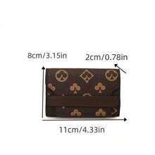 New Women's Brown PU Random Print Pattern Compact Accordion Card Holder Multi-Card Slots Fashion Versatile Anti-Scan Card Organizer Pouch Flip Cover Retro Lightweight Clutch Women Money Wallet Wallet Purse Wallet Fall Autumn Card Wallet - 棕色 - 查看 9