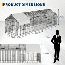Gallinero Metálico Grande 218*102 cm, Corral Portátil para Gallinas con Cubierta Impermeable, Jaula Exterior para Patio, Ideal para Conejos, Patos y Chinchillas - Negro - Ver 5