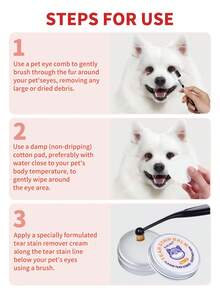 4合1宠物泪痕去除套装，适用于犬猫 | 包含去渍梳、润肤膏、眼贴和散粉刷的完整护理套装 | 温和去除泪痕、眼屎和结痂