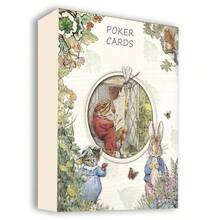 乡村兔复古扑克牌 - 国际标准尺寸，高品质纸卡，双面浮雕设计，防滑表面，适合派对娱乐、旅行和节日礼物，节日礼品卡 | 装饰性扑克牌 | 耐用纸卡 - 藍色 - 查看 1