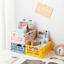 4 سلال تخزين قابلة للطي، صناديق منظم المكتب، سلال منظم القرطاسية للطلاب، سلال تخزين متنوعة ومستحضرات التجميل، سلال صغيرة قابلة للتكديس