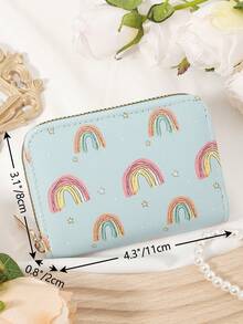 Rainbow Pattern Wallet,Women's Credit Card Wallet, Large Capacity Multi Card Holder, Double Zipper Card Holder,Fashion,Modern,Business,For Anniversary,For Christmas,On Valentine Day,For Birthday Gift,For Gift,For Lover For Women,For Girls,For Lady,For Female,Bag School Supplies For School Dorm Room & Back To School