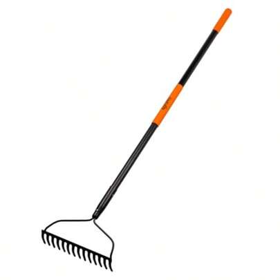 Garden Rake For Lawn Heavy Duty 14 Tines Metal Rake With Thick Fiberglass Handle 58 Inches