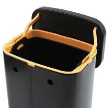 Cubo de basura de cocina de acero inoxidable con capacidad de 8 l, cubo de basura colgante con contenedor interior extraíble, cubo de basura de pared con tapa, color negro