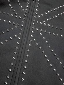 Streetwear Stil Hoodie Sweatshirt mit Nieten und Britischer Flagge, lässige College Jacke in Oversize - Schwarz - Übersicht 11