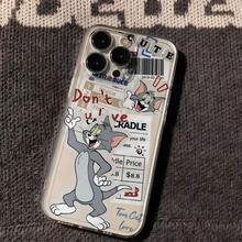 Warner Bros 1个可爱卡通汤姆和杰瑞手机壳，兼容苹果手机，防摔保护套，带双摄像头开孔，创意涂鸦图案，送礼佳品