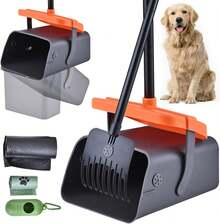 Recogedor de Excrementos de Perro, 117CM\/46.06'' Recogedor de Cacas de Perros de Mango Largo para Mascotas con 35 lsa de Basura, Plegable y Giratorio Recogedor de Heces de Perro y Gatos para Jardín - albaricoque - Ver 6