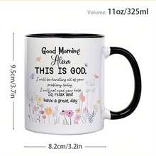 1 Pack 11 Oz Christian Inspirational Bible Verse Coffee Mug With Good Morning Quote And Floral Design - Macaron Color, Spirit-Boosting Religious Suitable Activities, Daily Use, Home And Office - Durable Faith-Themed Cup Suitable Hot And Cold Drinks (Home Use) - Black - View 11