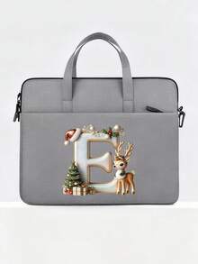 New Christmas Letter Graphic Laptop Bag, Fits 14-Inch Laptop Or Tablet, Fashionable Water-Resistant Fabric Briefcase For Men Christmas Bags