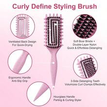 Curly Hair Brush, Curl Defining Brush With Soft Boar Bristles Detangling Tangled Glides, Wide-Teeth Design Effortlessly Shaping & Defining Curls, Curling Definer For Wet & Dry Hair (Green) - Hồng - Xem 1