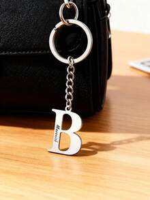 1 Personalized Stainless Steel Keychain, Customizable With 26 English Letters, Custom Name, An Elegant And Unique Gift For Graduation/Birthday, A Fashionable Accessory For Women, Perfect For Christmas, Halloween, And Valentine's Day ,Tops For Women - Multicolor - View 7
