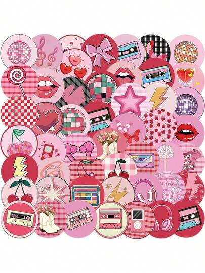 50PCS Cherry Aesthetics Graffiti Fun Stickers Aesthetic Decorative Water Bottles, Safety Hats, Luggage, Bicycles, Skateboards