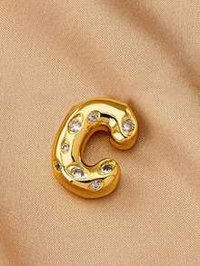 1pc Fashionable & Cute Cheese Design Letter Beaded Pendant Necklace, Elegant & Versatile For Women - Yellow Gold - View 21
