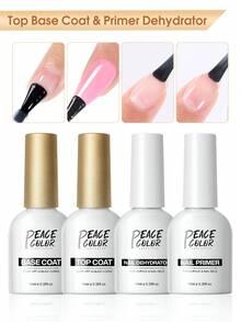 peacecolor 10ml Nail Base Coat & Dehydrator Set, Suitable For Gel Manicure, No Wipe Base Coat And Matte Top Coat Nail Care Set, Women DIY Nail Salon Home Manicure Gift Nails - Nhiều màu - Xem 12